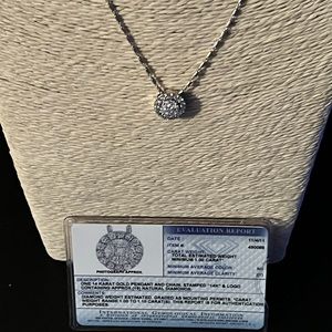 IGI LUXURY PRE-LOVED AUTHENTIC 14K WHITE GOLD NATURAL DIAMOND CHAIN PENDANT